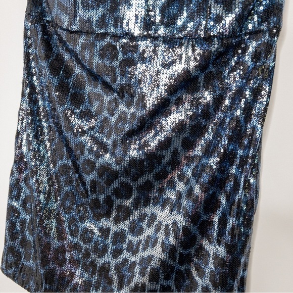 Zara Womens Blue Leopard Strapless Sequin Mini Dress Size Medium NEW Festive Day - Picture 4 of 12